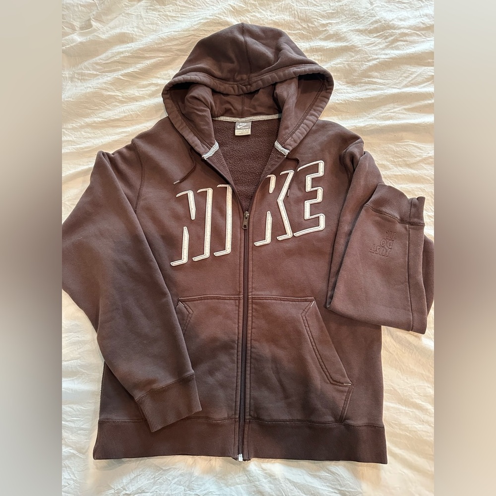 Nike Brown Zip Hoodie size Medium